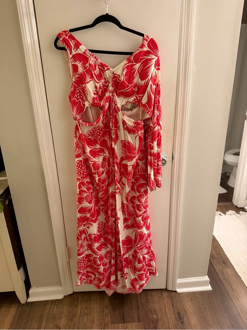 Farm Rio Red & White Floral Cutout Maxi Dress - Women's Summer Dress - Picture 7 of 7
